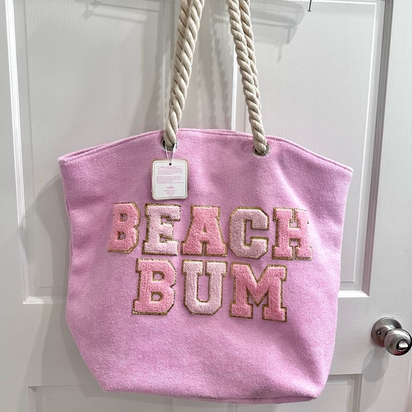 🦋Gloss & Glo BEACH BUM terry tote bag with patches - Picture 4 of 5